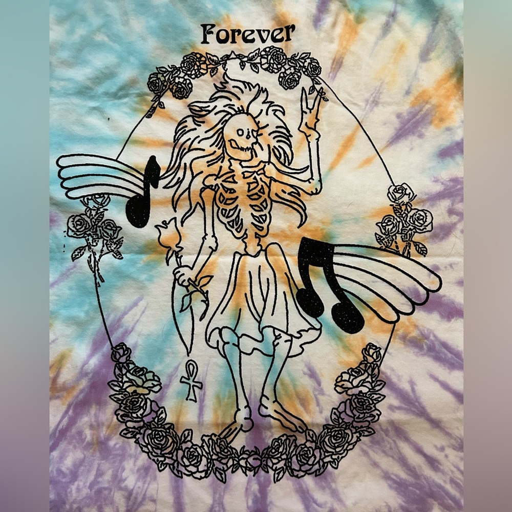 ONLINE CERAMICS- NEW- Tie-Dye Jerry Garcia ROSEBUD Graphic T-Shirt - Picture 7 of 11